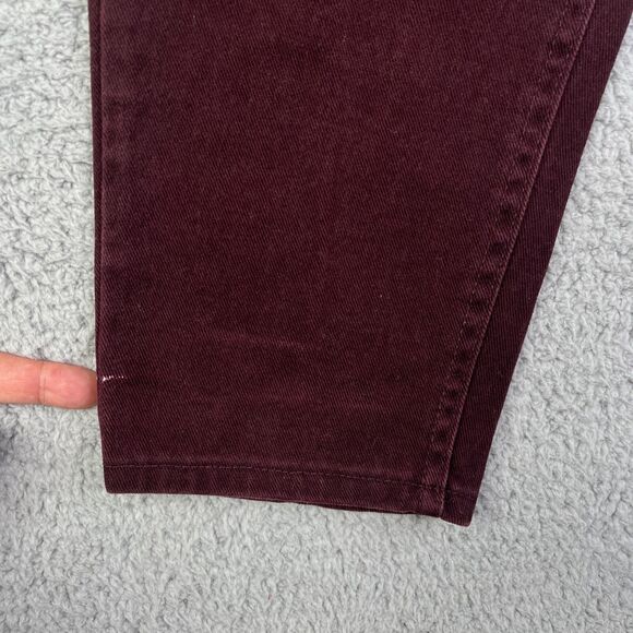VINTAGE  Riders Jeans Women 18P Burgundy Tapered High Rise Denim Mom USA 31 x 28 - Picture 2 of 16